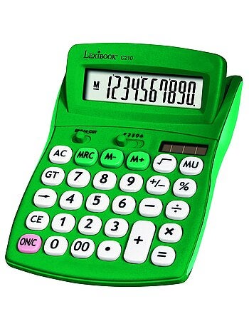 Calculadora de bolsillo verde de 10 dígitos con ángulo de pantalla ajustable y acabado de goma