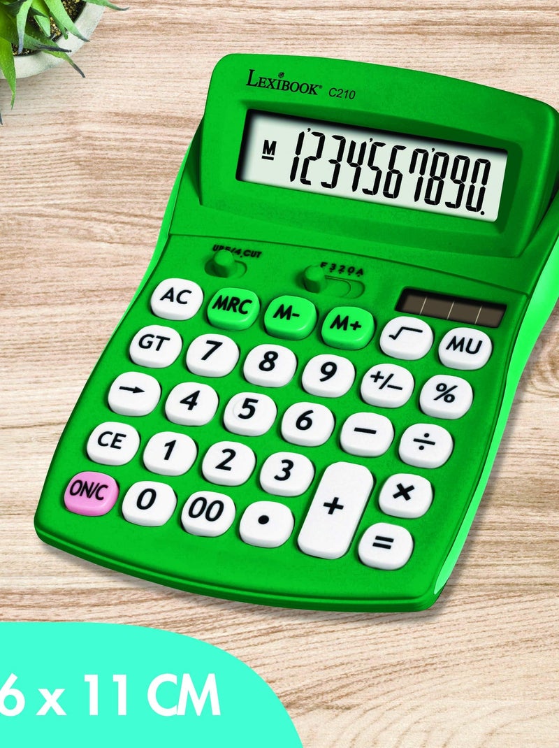 Calculadora de bolsillo verde de 10 dígitos con ángulo de pantalla ajustable y acabado de goma Verde - Kiabi