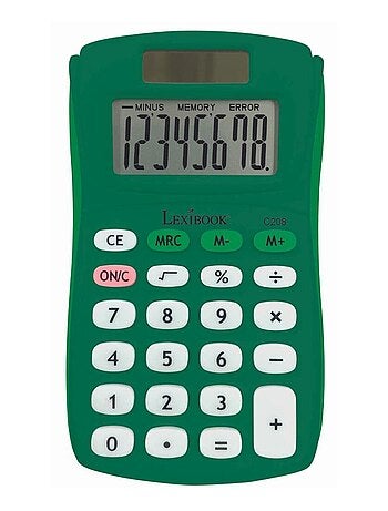 Calculadora de bolsillo verde de 8 dígitos con acabado de goma