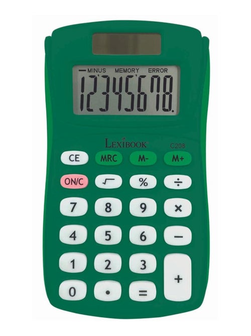 Calculadora de bolsillo verde de 8 dígitos con acabado de goma - Kiabi