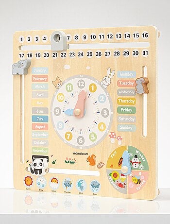 Calendario educativo Montessori madera inglés Mamabrum