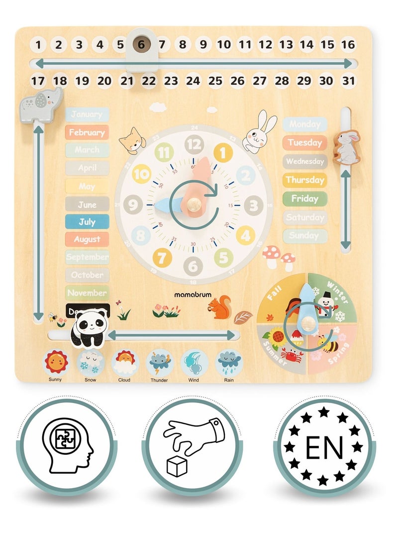 Calendario educativo Montessori madera inglés Mamabrum N/D - Kiabi