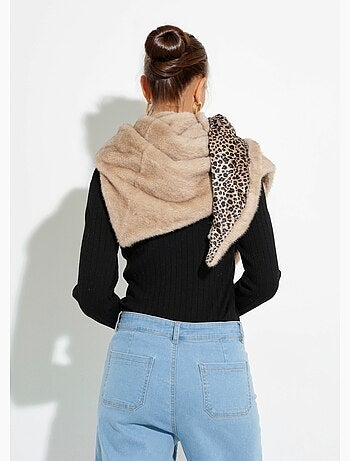 Calentador de cuello de piel de leopardo con botones - AFIBEL