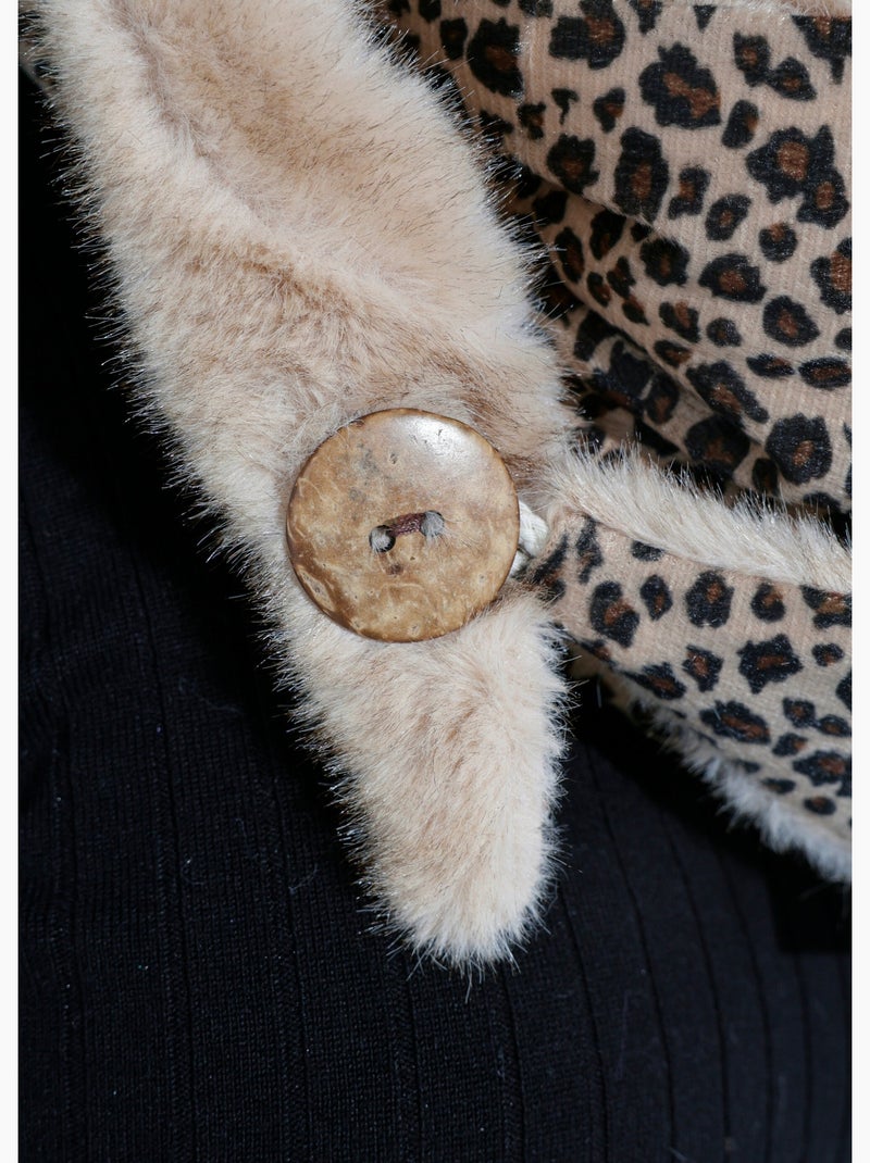 Calentador de cuello de piel de leopardo con botones - AFIBEL Beige - Kiabi