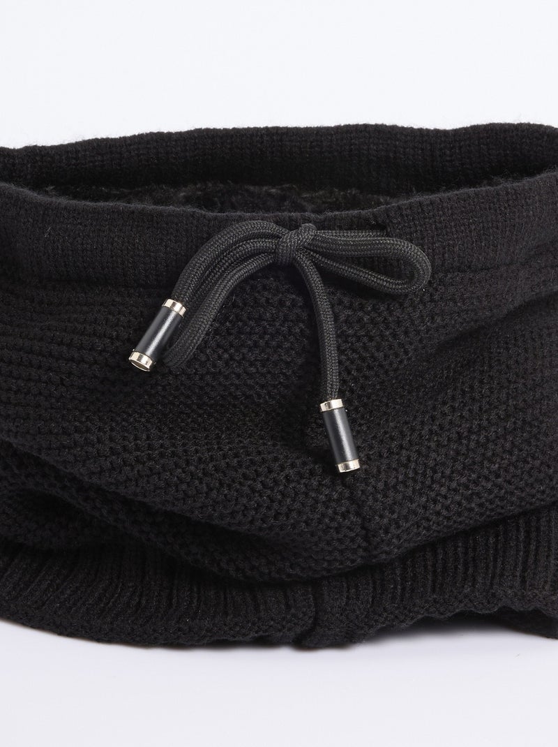 Calentador de cuello de punto y sherpa, punto de arroz - AFIBEL Negro - Kiabi