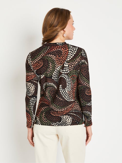 Cálida camiseta corta con cuello alto gráfico - afibel - Kiabi