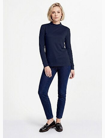 Cálida camiseta interior de punto interlock liso con cuello alto - Afibel