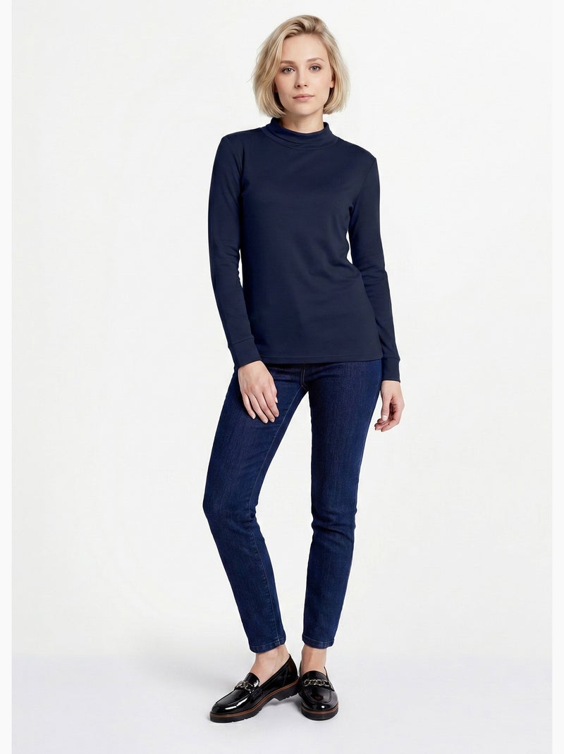 Cálida camiseta interior de punto interlock liso con cuello alto - Afibel Azul - Kiabi