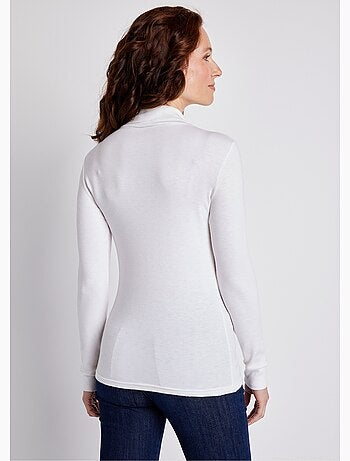 Cálida camiseta interior de punto interlock liso con cuello alto - Afibel