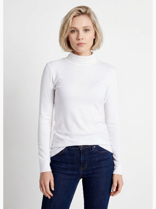 Cálida camiseta interior de punto interlock liso con cuello alto - Afibel - Kiabi