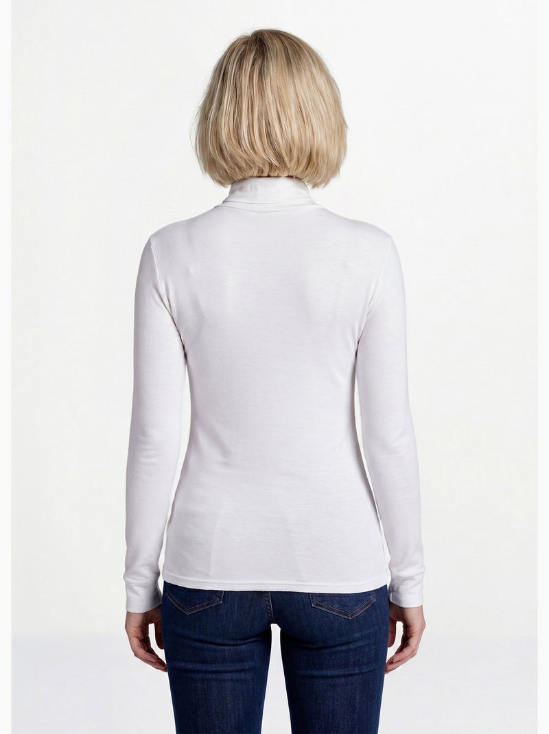 Cálida camiseta interior de punto interlock liso con cuello alto - Afibel Blanco - Kiabi