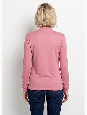 Cálida camiseta interior de punto interlock liso con cuello alto - afibel