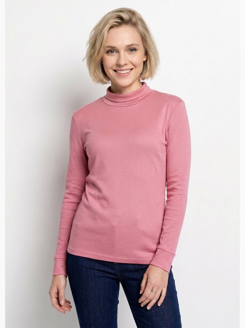 Cálida camiseta interior de punto interlock liso con cuello alto - afibel - Kiabi