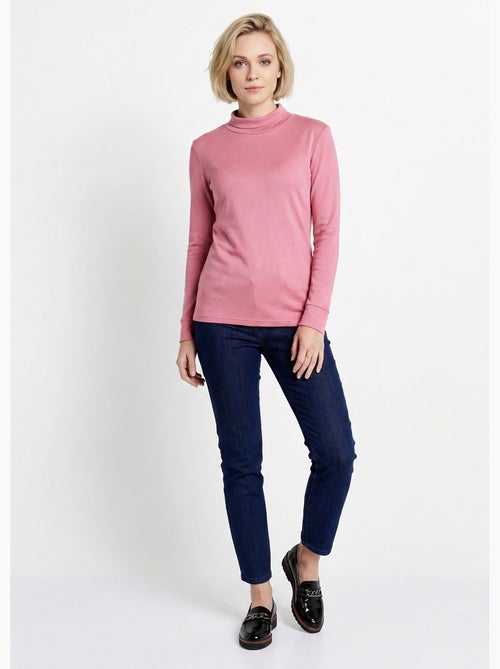Cálida camiseta interior de punto interlock liso con cuello alto - afibel - Kiabi