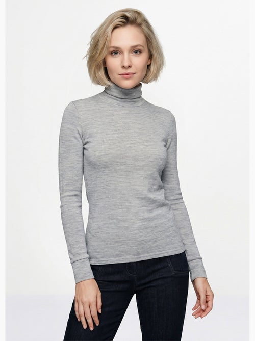 Cálida camiseta interior de punto interlock liso con cuello alto - Afibel - Kiabi