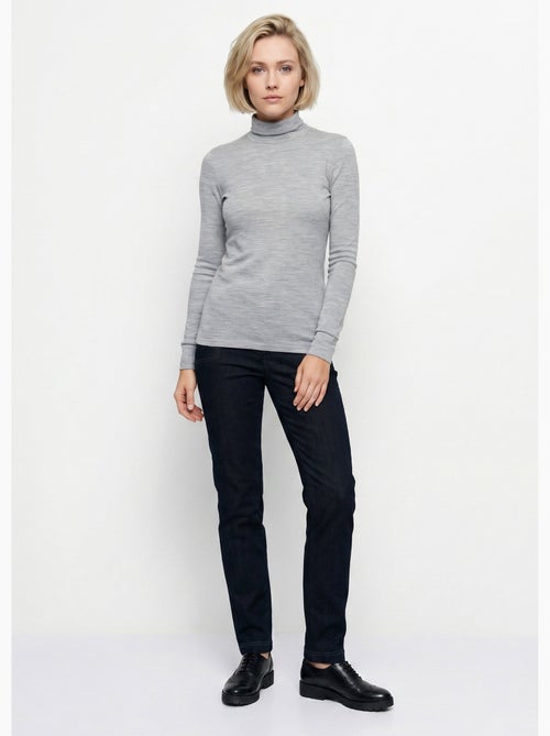 Cálida camiseta interior de punto interlock liso con cuello alto - Afibel - Kiabi