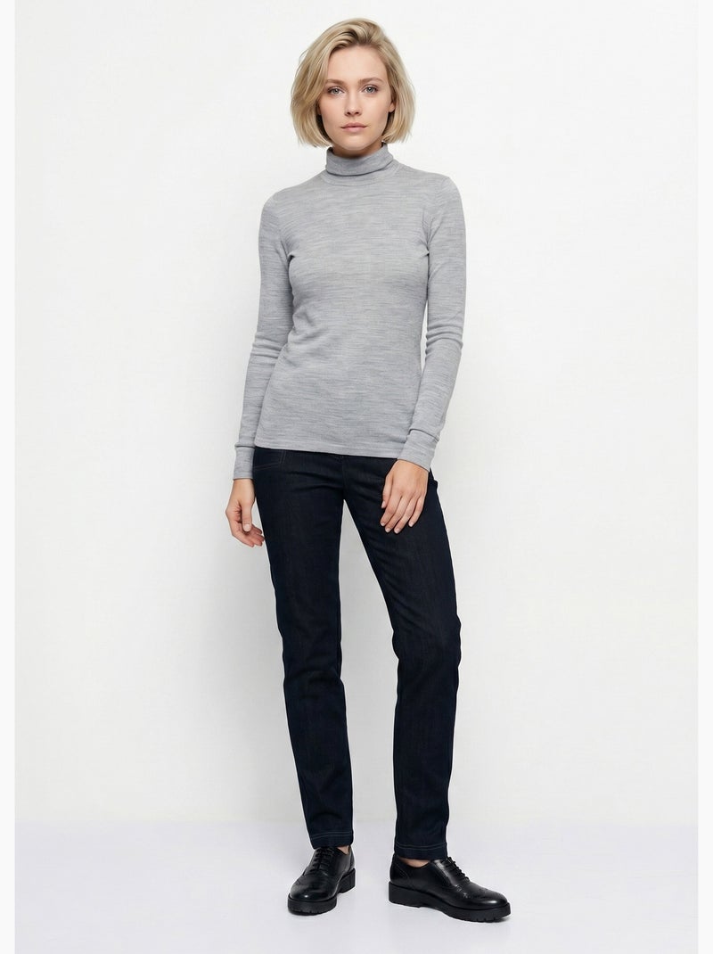 Cálida camiseta interior de punto interlock liso con cuello alto - Afibel Gris - Kiabi