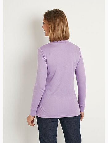 Cálida camiseta interior de punto interlock liso con cuello alto - Afibel