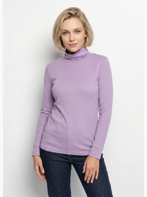 Cálida camiseta interior de punto interlock liso con cuello alto - Afibel - Kiabi