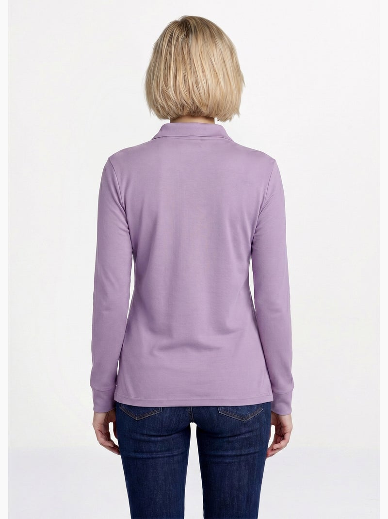 Cálida camiseta interior de punto interlock liso con cuello alto - Afibel Malva - Kiabi