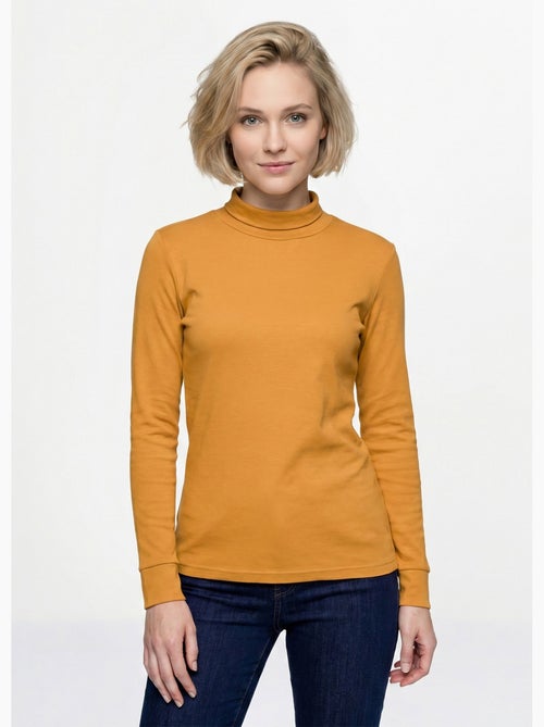 Cálida camiseta interior de punto interlock liso con cuello alto - Afibel - Kiabi