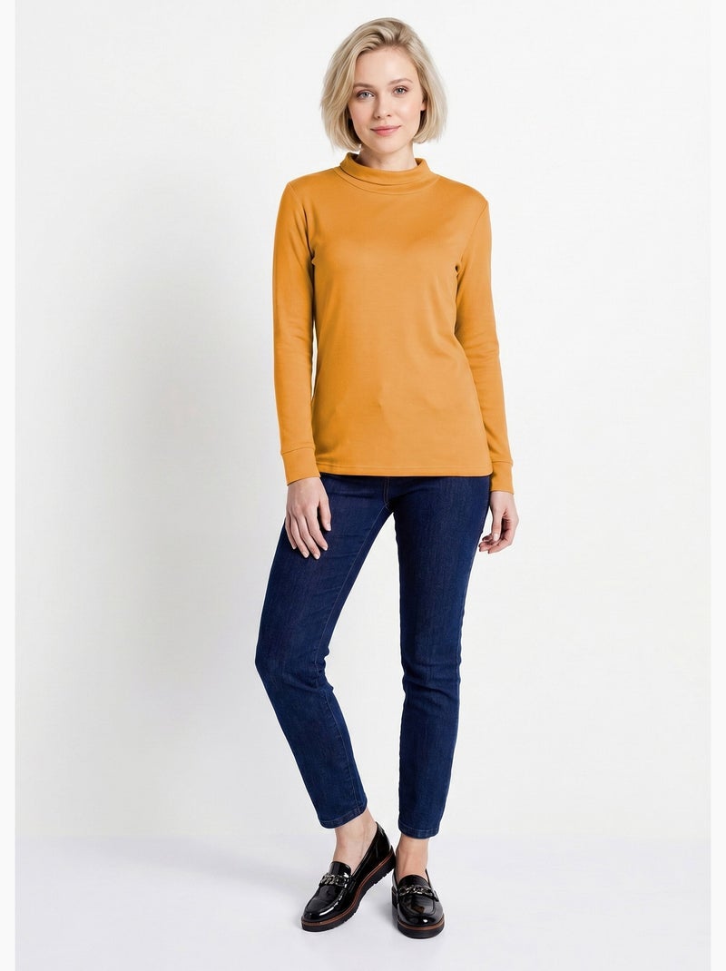 Cálida camiseta interior de punto interlock liso con cuello alto - Afibel Miel - Kiabi