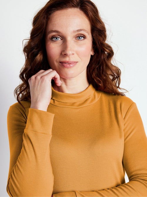 Cálida camiseta interior de punto interlock liso con cuello alto - Afibel - Kiabi