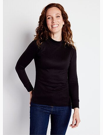 Cálida camiseta interior de punto interlock liso con cuello alto - Afibel