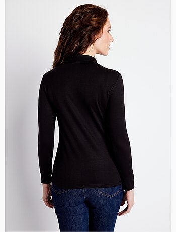 Cálida camiseta interior de punto interlock liso con cuello alto - Afibel