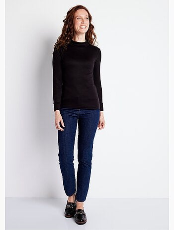 Cálida camiseta interior de punto interlock liso con cuello alto - Afibel