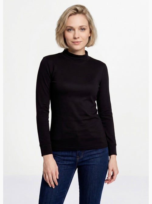 Cálida camiseta interior de punto interlock liso con cuello alto - Afibel - Kiabi