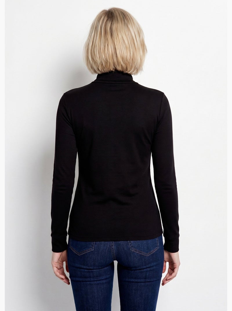 Cálida camiseta interior de punto interlock liso con cuello alto - Afibel Negro - Kiabi
