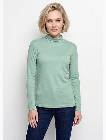 Cálida camiseta interior de punto interlock liso con cuello alto - Afibel