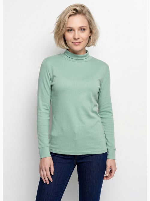 Cálida camiseta interior de punto interlock liso con cuello alto - Afibel - Kiabi
