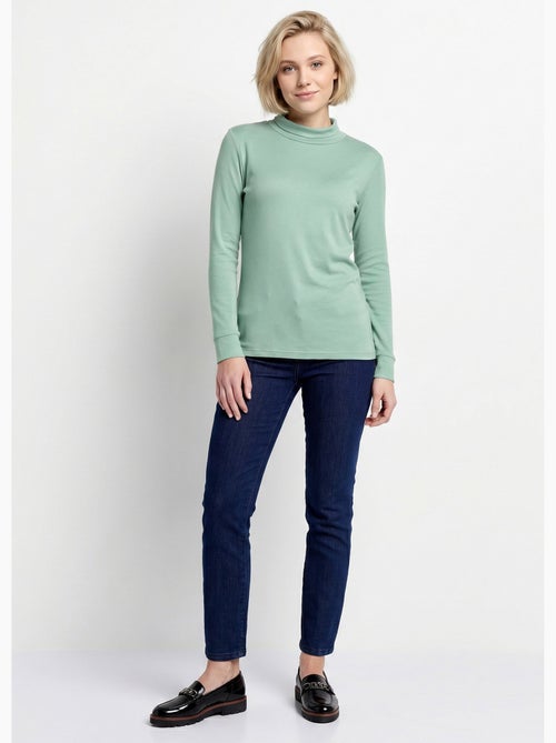 Cálida camiseta interior de punto interlock liso con cuello alto - Afibel - Kiabi