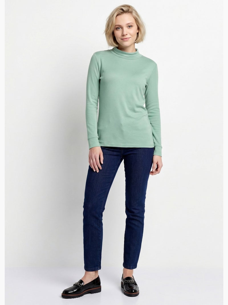 Cálida camiseta interior de punto interlock liso con cuello alto - Afibel Verde - Kiabi
