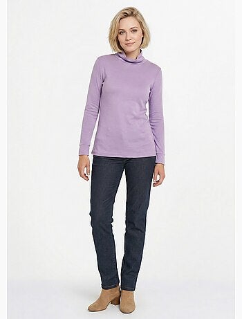 Cálida camiseta interior de punto interlock liso con cuello alto - Afibel