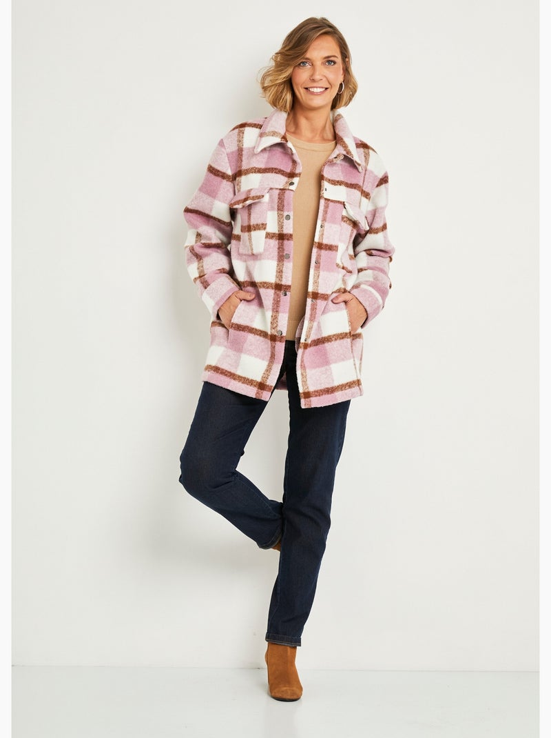 Cálida chaqueta de cuadros - AFIBEL Camel - Kiabi