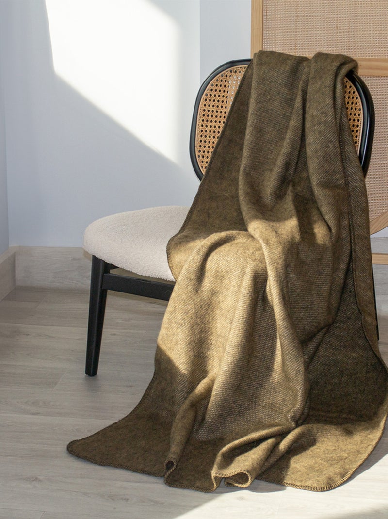 Cálida manta de lana y mohair Marrón oscuro - Kiabi