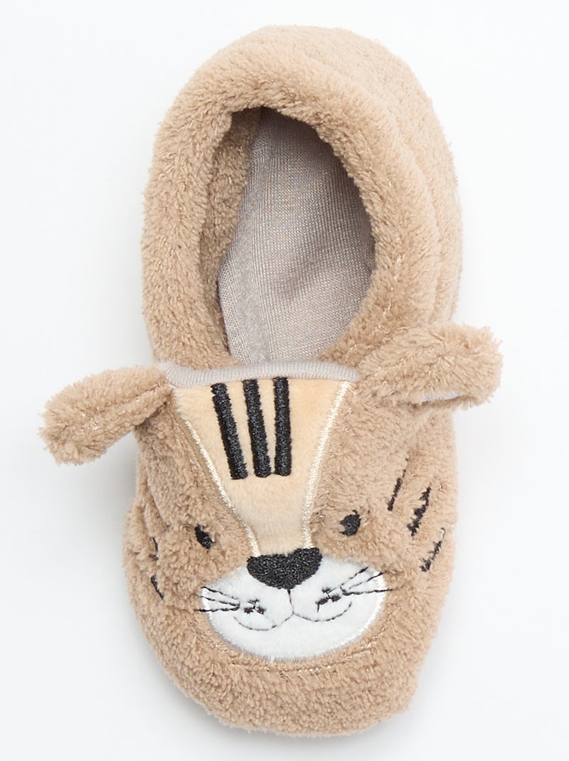 Cálidas zapatillas de animales Beige - Kiabi