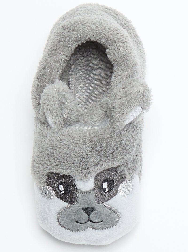 Cálidas zapatillas de animales Gris - Kiabi
