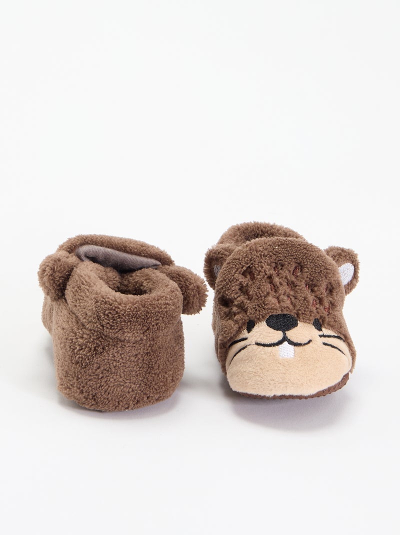 Cálidas zapatillas de animales Marron - Kiabi