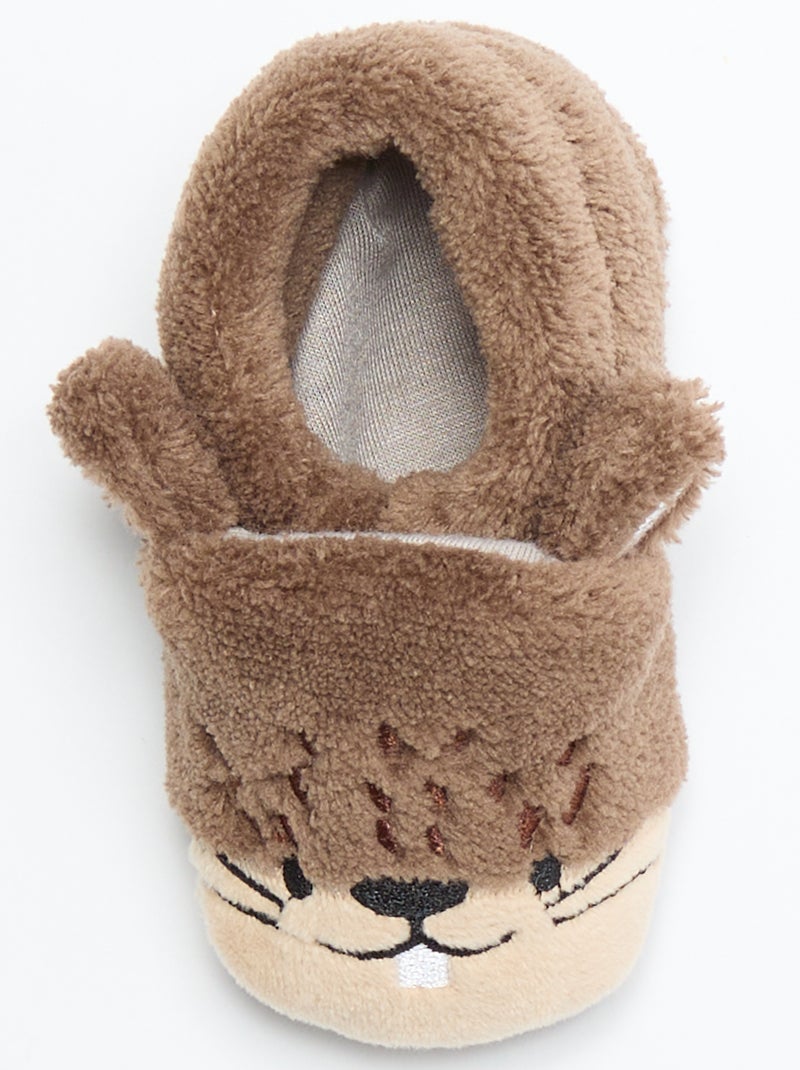 Cálidas zapatillas de animales Marron - Kiabi