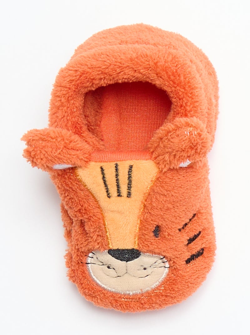 Cálidas zapatillas de animales Naranja - Kiabi
