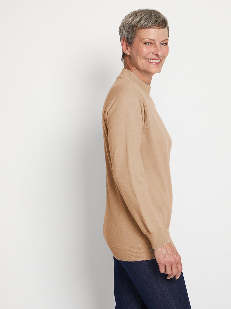 Cálido jersey de cuello alto con lana y angora - Afibel Camel - Kiabi
