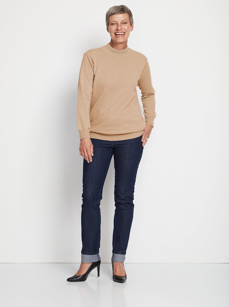 Cálido jersey de cuello alto con lana y angora - Afibel Camel - Kiabi