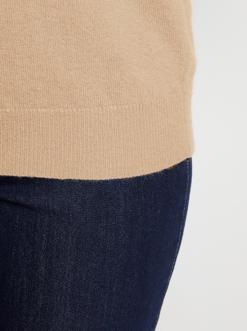Cálido jersey de cuello alto con lana y angora - Afibel Camel - Kiabi