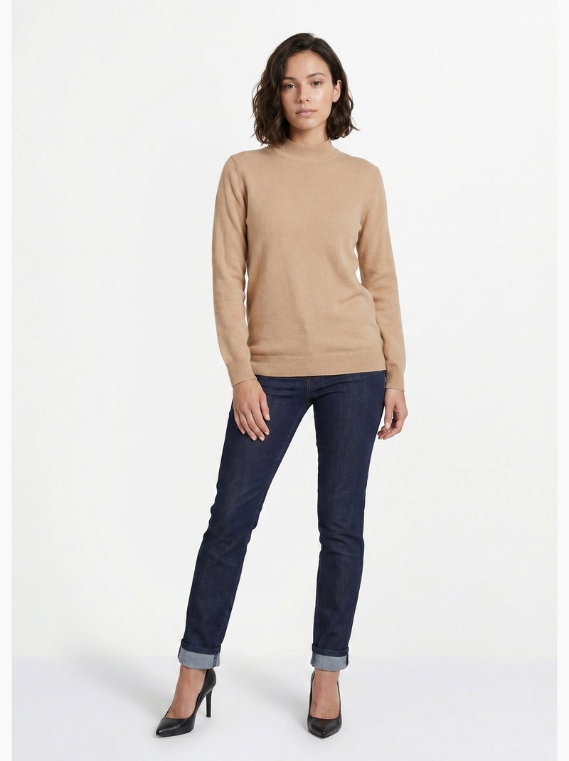 Cálido jersey de cuello alto con lana y angora - Afibel Marrón - Kiabi