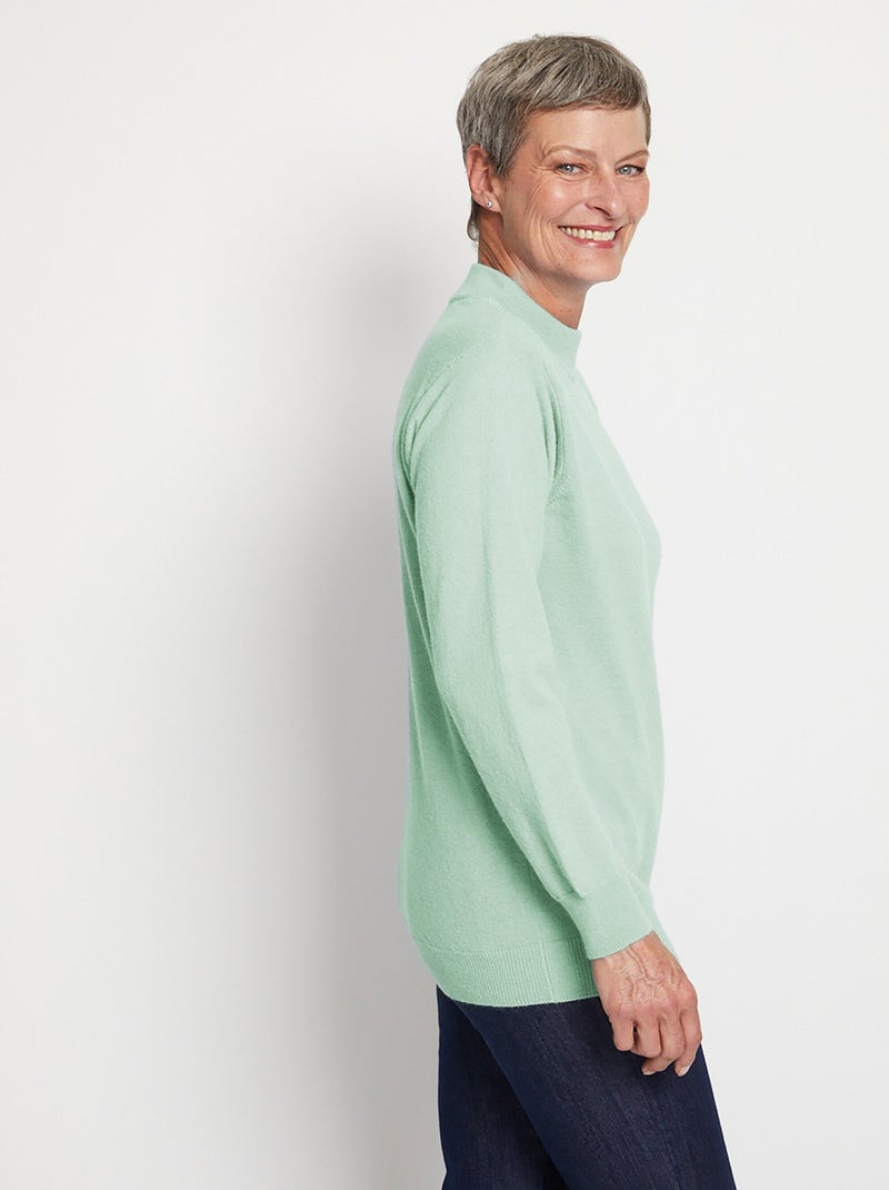 Cálido jersey de cuello alto con lana y angora - Afibel Menta - Kiabi