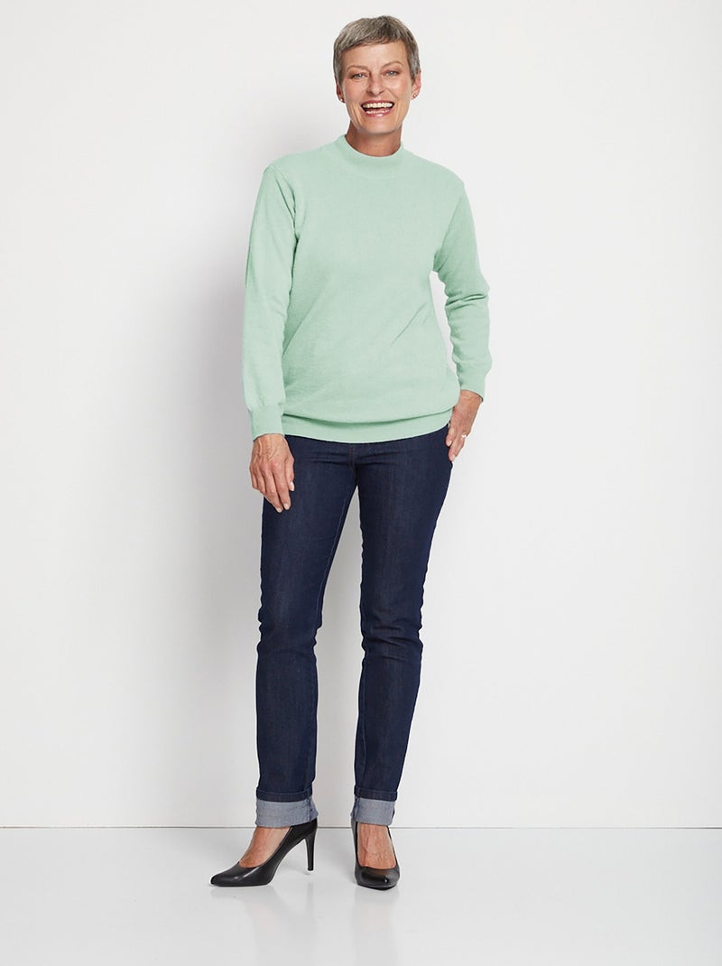 Cálido jersey de cuello alto con lana y angora - Afibel Menta - Kiabi